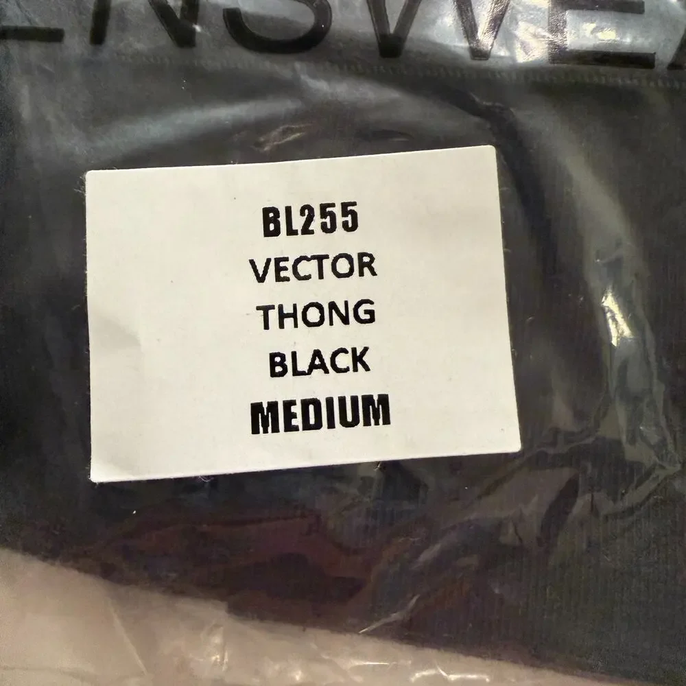 NEW Blanc Menswear Cotton BL255 Vector Thong Color Black Size Medium
